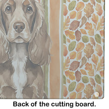 Load image into Gallery viewer, Chocolate Cocker Spaniel Heirloom Fall Glass Cutting Board