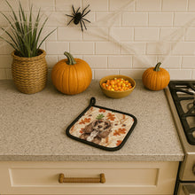 Load image into Gallery viewer, Chocolate Cocker Spaniel Heirloom Fall Pair of Pot Holders