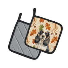 Load image into Gallery viewer, Parti Cocker Spaniel Heirloom Fall Pair of Pot Holders