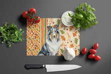 Load image into Gallery viewer, Blue Merle Collie Heirloom Fall Glass Cutting Board