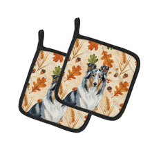 Load image into Gallery viewer, Blue Merle Collie Heirloom Fall Pair of Pot Holders