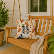 Load image into Gallery viewer, Blue Merle Collie Heirloom Fall Throw Pillow