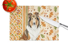 Load image into Gallery viewer, Sable Collie Heirloom Fall Glass Cutting Board