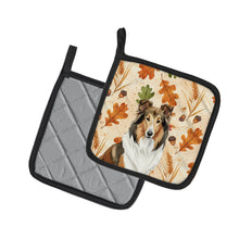 Load image into Gallery viewer, Sable Collie Heirloom Fall Pair of Pot Holders