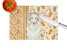 Load image into Gallery viewer, White Collie Heirloom Fall Glass Cutting Board