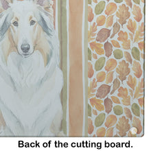 Load image into Gallery viewer, White Collie Heirloom Fall Glass Cutting Board