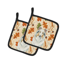 Load image into Gallery viewer, White Collie Heirloom Fall Pair of Pot Holders