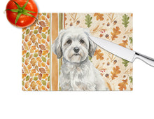 Load image into Gallery viewer, White with Gray Coton de Tulear Heirloom Fall Glass Cutting Board