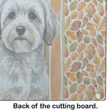Load image into Gallery viewer, White with Gray Coton de Tulear Heirloom Fall Glass Cutting Board