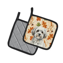 Load image into Gallery viewer, White with Gray Coton de Tulear Heirloom Fall Pair of Pot Holders