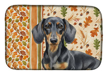Load image into Gallery viewer, Black and Tan Dachshund Heirloom Fall Dish Drying Mat