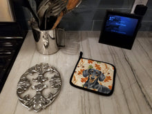 Load image into Gallery viewer, Black and Tan Dachshund Heirloom Fall Pair of Pot Holders