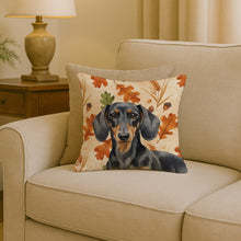 Load image into Gallery viewer, Black and Tan Dachshund Heirloom Fall Throw Pillow