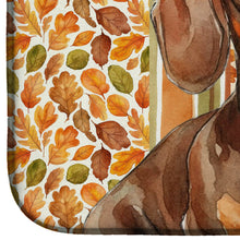 Load image into Gallery viewer, Chocolate and Tan Dachshund Heirloom Fall Dish Drying Mat