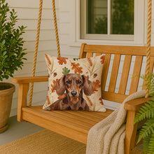 Load image into Gallery viewer, Chocolate and Tan Dachshund Heirloom Fall Throw Pillow