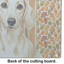 Load image into Gallery viewer, Cream Dachshund Heirloom Fall Glass Cutting Board