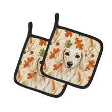 Load image into Gallery viewer, Cream Dachshund Heirloom Fall Pair of Pot Holders
