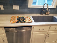 Load image into Gallery viewer, Longhaired Black and Tan Dachshund Heirloom Fall Dish Drying Mat