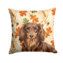Load image into Gallery viewer, Longhaired Chocolate and Tan Dachshund Heirloom Fall Throw Pillow