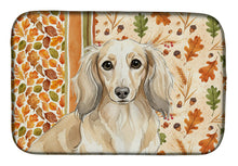 Load image into Gallery viewer, Longhaired Cream Dachshund Heirloom Fall Dish Drying Mat