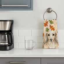 Load image into Gallery viewer, Longhaired Cream Dachshund Heirloom Fall Kitchen Towel