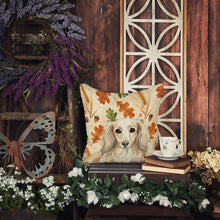 Load image into Gallery viewer, Longhaired Cream Dachshund Heirloom Fall Throw Pillow