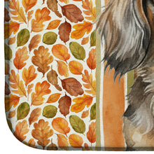 Load image into Gallery viewer, Longhaired Dapple Dachshund Heirloom Fall Dish Drying Mat