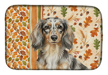 Load image into Gallery viewer, Longhaired Dapple Dachshund Heirloom Fall Dish Drying Mat