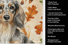 Load image into Gallery viewer, Longhaired Dapple Dachshund Heirloom Fall Kitchen Towel