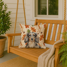 Load image into Gallery viewer, Longhaired Dapple Dachshund Heirloom Fall Throw Pillow