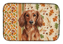 Load image into Gallery viewer, Longhaired Red Dachshund Heirloom Fall Dish Drying Mat