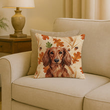 Load image into Gallery viewer, Longhaired Red Dachshund Heirloom Fall Throw Pillow