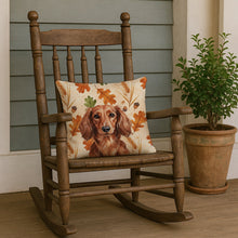 Load image into Gallery viewer, Longhaired Red Dachshund Heirloom Fall Throw Pillow
