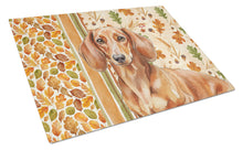 Load image into Gallery viewer, Red Brown Dachshund Heirloom Fall Glass Cutting Board