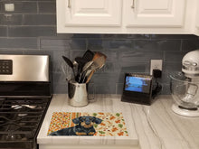 Load image into Gallery viewer, Wirehaired Black and Tan Dachshund Heirloom Fall Glass Cutting Board