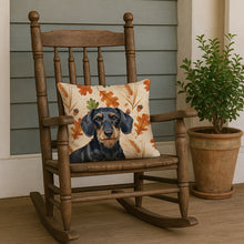 Load image into Gallery viewer, Wirehaired Black and Tan Dachshund Heirloom Fall Throw Pillow