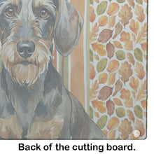 Load image into Gallery viewer, Wirehaired Wild Boar Dachshund Heirloom Fall Glass Cutting Board