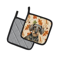 Load image into Gallery viewer, Wirehaired Wild Boar Dachshund Heirloom Fall Pair of Pot Holders