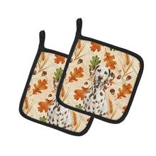 Load image into Gallery viewer, Liver Dalmatian Heirloom Fall Pair of Pot Holders