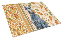 Load image into Gallery viewer, Blue Doberman Pinscher Heirloom Fall Glass Cutting Board