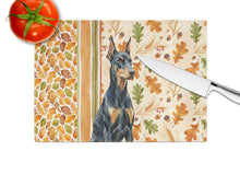 Load image into Gallery viewer, Doberman Pinscher Heirloom Fall Glass Cutting Board
