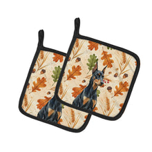 Load image into Gallery viewer, Doberman Pinscher Heirloom Fall Pair of Pot Holders