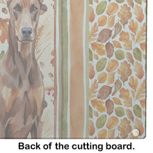 Load image into Gallery viewer, Red Doberman Pinscher Heirloom Fall Glass Cutting Board