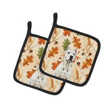 Load image into Gallery viewer, Dogo Argentino Heirloom Fall Pair of Pot Holders