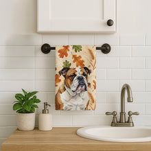 Load image into Gallery viewer, Brindle and White English Bulldog Heirloom Fall Kitchen Towel