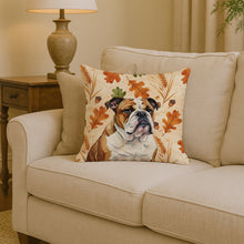 Load image into Gallery viewer, Brindle and White English Bulldog Heirloom Fall Throw Pillow