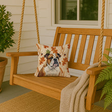 Load image into Gallery viewer, Brindle and White English Bulldog Heirloom Fall Throw Pillow