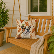 Load image into Gallery viewer, Brindle and White English Bulldog Heirloom Fall Throw Pillow