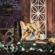Load image into Gallery viewer, Brindle and White English Bulldog Heirloom Fall Throw Pillow