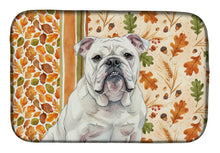 Load image into Gallery viewer, White English Bulldog Heirloom Fall Dish Drying Mat